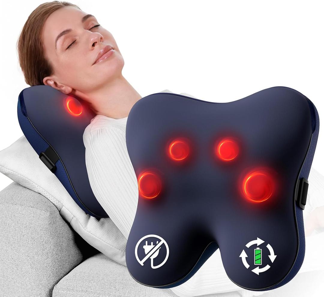 BOB AND BRAD Cordless Back Massager with Heat FSA Eligible HSA, Shiatsu Back Massager for Pain Relief Deep Tissue, 3D Kneading Massage Pillow for Pain Relief, Soothing Full-Body Relief for Family (Ocean Blue (Cordless Freedom, Go-anywhere Relief))