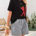 ZESICA Women's 2025 Summer 2 Piece Lounge Set Short Sleeve Graphic Print Tops and Shorts Outfits with Pockets (Black, S)