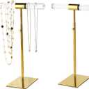 Acrylic Jewelry Towers - Stainless Steel Long Necklace Stand, Adjustable Height Tabletop Jewelry Organizer for Home & Boutique