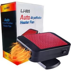 Portable Car Heater with 360° Rotatable Base, 12 V 150 W Car Defroster Demister 2 in 1 Car Fan Heater and Air Purifier with 1.5 m Cigarette Lighter Plug and Reinforced Heating Plate