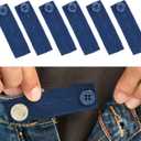 Elastic Button Extenders for Men and Women, Waist Extenders Adjustable for Pants, Trousers, Dress and Jeans, 6-Pack (Dark Blue)