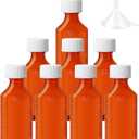 Zoeynex Child-Resistant 2oz Amber Plastic Medicine Bottles (8 Pack) - Leak-Proof, Graduated (oz & ml) - Includes Funnel - Travel Liquid Medication Container