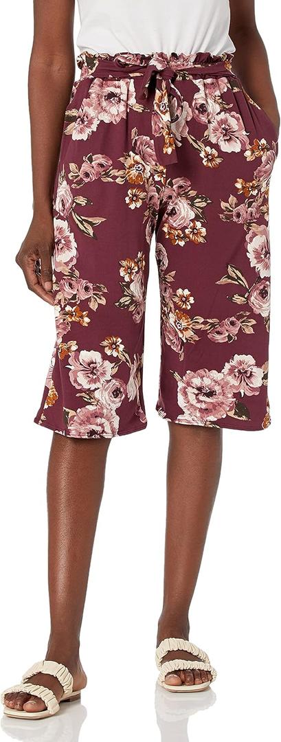 Star Vixen Women's Wide Leg Cropped Pants (X-Large Petite, Flrlbug)