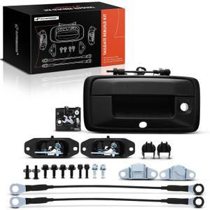 A-Premium Tailgate Rebuild Kit Compatible with 2016-2019 Chevrolet Silverado 1500 2500 3500 HD & GMC Sierra 1500 2500 3500 HD, Rear Tailgate Parts Metal Handle Bezel Latch Cables Hinge (Pack of 19)