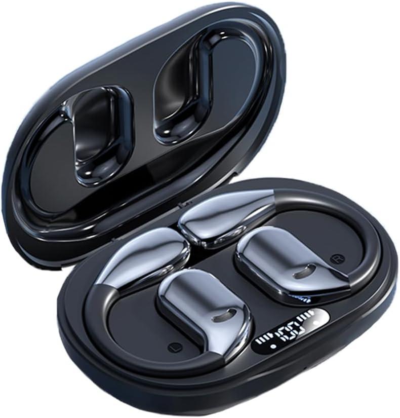 Open Ear Headphones,Bluetooth Headphones 5.4 Sports with Smart Digital Display, Fast Charging, Sweat Resistant, fit iOS & Android (Black)