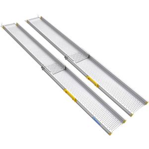 Ruedamann 7FT Adjustable Wheelchair Ramp, 9" Wider Portable Ramp for Wheelchair, 600 lbs Per Pair Capacity, Telescopic Aluminum Wheelchair Ramp for Home, Doorways, Curbs, Scooters, 2Pcs