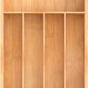 Bamboo Utensil Drawer Organizer, Kitchen Organizer for Flatware Cutlery, Silverware Tray for Drawer (5 Slots, Natural)