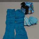 SATINIOR 80s Women Workout Outfit Neon Leg Warmer Headband Wristbands Fanny Pack Set 80s Accessories for Yoga Running (Blue, Light Blue)