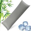 Body Pillowcase with Zipper Cooling Viscose from Bamboo Zippered Pillowcases, Cool & Breathable Body Pillow Cover for Hot Sleepers and Night Sweats, 20" x 54" (Light Grey)