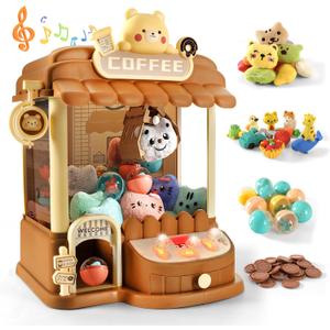 Large Claw Machine for Kids Adults, Mini Vending Machine with 30 Fun Toys, Candy Dispenser Machine, Prize Dispenser with Music Light Birthday Gifts for Boys Girls Age 5-7 8-10 10-12 (Bear)