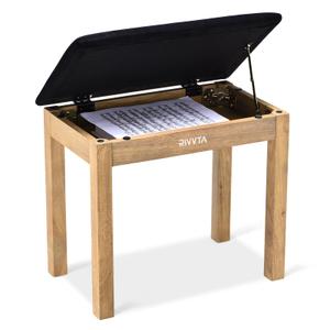 RIVVTA Piano Bench w/Storage Solid Wood Keyboard Bench Wood Finish Color
