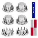 32/33mm Semi Truck Lug Nut Covers Wheel Covers Kit with 2 Front & 4 Rear, ABS Chrome Plastic Thread-On Lug Nut Covers with Installation Tool, Removable Hub Caps Kit for Semi Truck Trailer