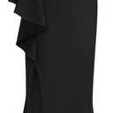 MISSMAY Women's Vintage Floral Lace Ruffle Half Sleeve Evening Party Formal Long Dress (Medium, Black)