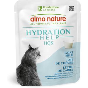 almo nature HQS Hydration Help - Wet Cat Food - Goat Milk, Broth - Additive Free, Grain Free - Pouches, 1.77oz (Pack of 12), Best By: 2027/07/20