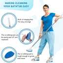 Shower Scrubber, Bathroom Tub and Tile Cleaner Brush with Long Handle, 47'' Bathtub Cleaning Tool with 6 Refill Pads