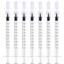2 x 1mL Luer Lock Syringes Without Needle, Syringe for Liquid, Syringe for Science Labs, Feeding, Liquid Measurement, Pack of 12