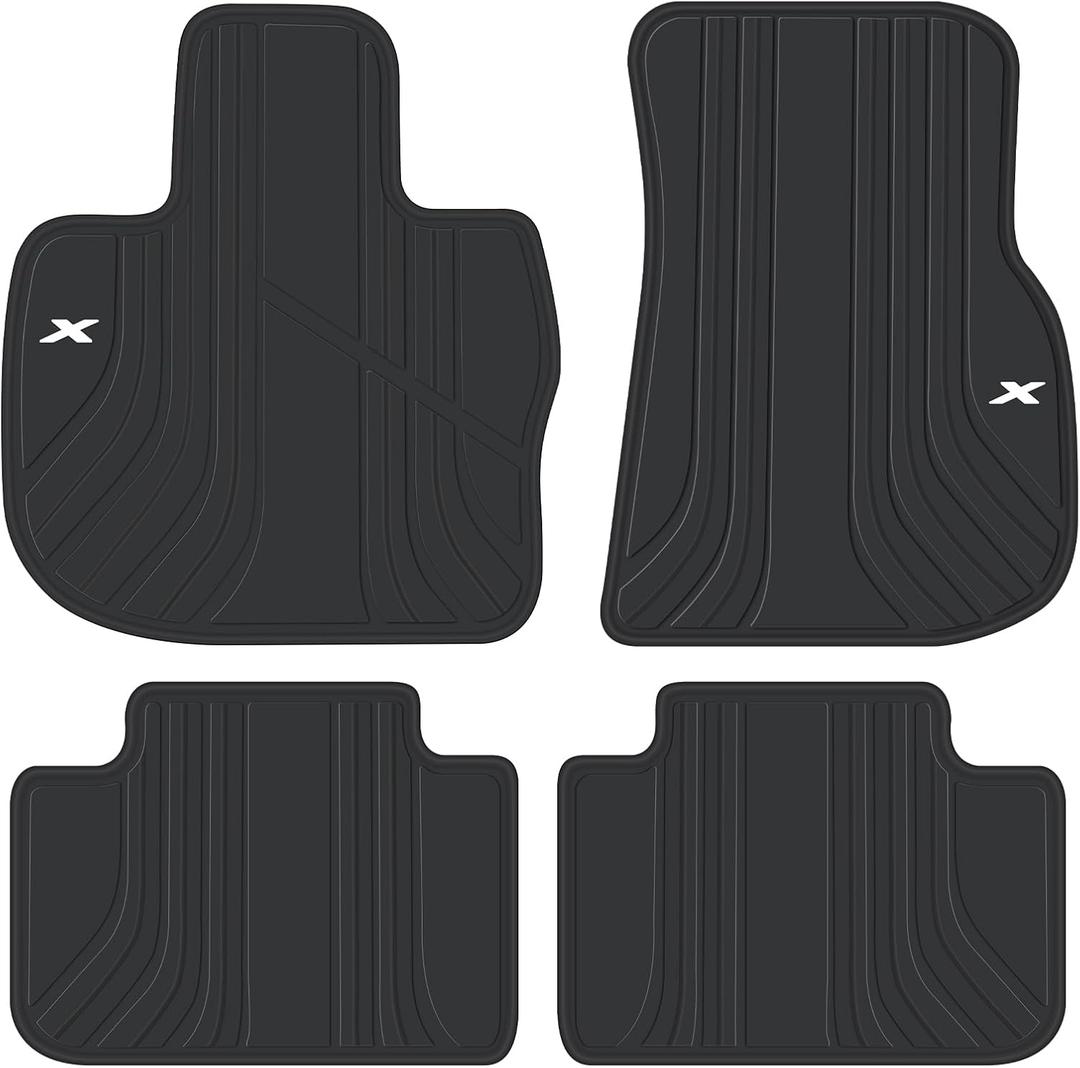 Car Floor Mat for BMW X3 G01 X4 G02 Custom Fit 2018 2019 2020 2021 2022 2023 2024 Black White Rubber Auto Floor Liners Set All Weather Protection Heavy Duty Odorless
