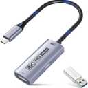 Guermok 4K USB3.0 Video Capture Card with PD 100W, 4K@60FPS or 2K@144FPS HDMI to USB-A/C Capture Card for Streaming, Works with Pad, Tablet, MacOS, Switch2/1, Laptop, PC, Camera, VR, Silver