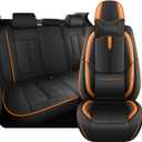 5 Full Seat Covers for Mercedes Benz C300 2000-2025 with Headrests, Premium Nappa Leather Seat Cover, Fully Wrapped Protect Modern Style Seat Cover (5-Seat Luxury, Black & Orange)