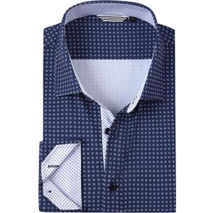 Alex Vando Mens Printed Dress Shirts Long Sleeve Regular Fit Button Down Shirt (Medium, Navy Dots 68)