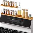 SpaceAid 30" Wide Kitchen Shelf Organizer for Stove, Magnetic Bamboo Spices Shelf for Home Stove Kitchen Storage Organization (Fit for Flat Top Only, 2-Tier)