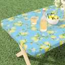 misaya Rectangle Vinyl Tablecloth, Fitted Table Cover, 100% Waterproof, Elastic Edge, Flannel Backing, Plastic Tablecloth Fit Folding Tables for Camping, Picnic, Outdoor (Lemon, 36x60 inch) (Blue)
