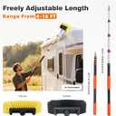 16FT Car Wash Brush with Long Handle, Car Cleaning Brush with 12" Soft Bristle and 12" Hard Bristle, 4-16Ft Telescopic Pole for Scratch-Free Cleaning Truck,RV, Boats,House Siding,Floors,Solar Panels