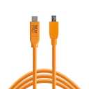 TetherPro USB-C to 2.0 Mini-B 5-Pin, 5Gbps Gen 1, 15' (4.6m), High-Visibility Orange
