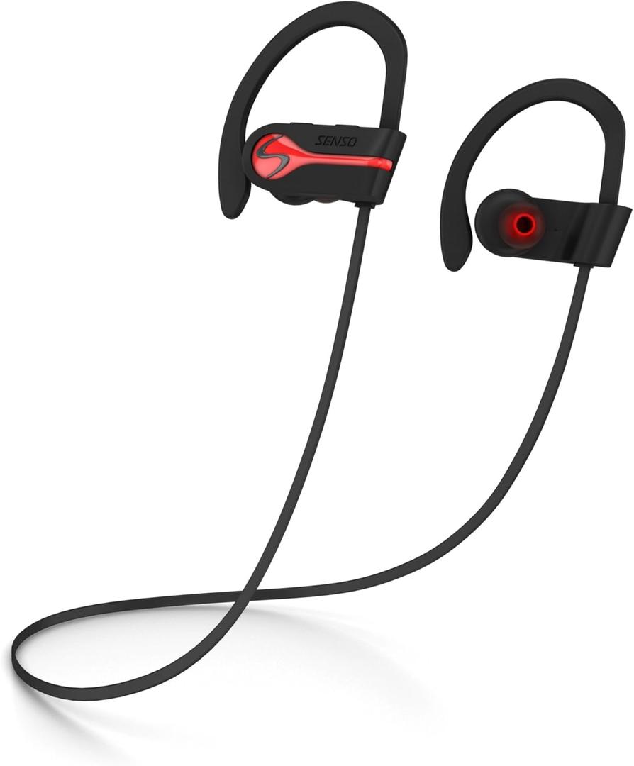 SENSO Bluetooth Headphones, Best Wireless Sports Earphones w/Mic IPX7 Waterproof HD Stereo Sweatproof Earbuds for Gym Running Workout 8 Hour Battery Noise Cancelling Headsets