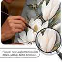 DRLWGTY White Flower Canvas Wall Art, Botanical Framed Wall Decor Aesthetic with Handmade Yellow Crystal Accents, Ready to Hang for Bedroom, Bathroom, and Living Room (Flower B, 24*32 in, Wrapped Canvas)