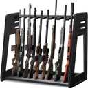 Gun Rack Stand Indoor, Upgraded Wooden Floor Rifle Rack Stand, Height-Adjustable Gun Display Rack Holds up to 9 Long Guns and 8 Handguns, 9 Slots
