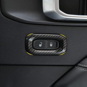 JeCar Door Lock Switch Trim Cover Interior Accessories Compatible with Jeep Wrangler 2018-2023 JL JLU Sport Sahara Rubicon & 2020-2023 Gladiator JT, Carbon Fiber Texture Black