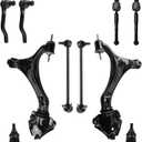 ALADICHE 10Pcs Front Lower Control Arm With Ball Joint Sway Bar Inner Outer Tie Rod Compatible With 2013-2017 Honda Accord Manual Transmission