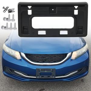 FASTCHE Front Bumper License Tag Plate Frame Bracket Holder Compatible with 2013 2014 2015 Honda Civic Front License Plate Bracket Replace # HO1068114 71145TR3A50