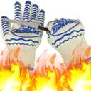 BBQ Gloves, Oven Gloves Original 2 Pack1472 Extreme Heat Resistant, Grilling Gloves Silicone Non-Slip Oven Mitts, Kitchen Gloves for BBQ, Grilling, Cooking, Baking (White)
