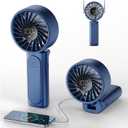 Handheld Fan, Portable Fan, 4000mAh Rechargeable Personal Fan, 180 Foldable Mini Desk Fan with 6 Wind Speed, LCD Digital Display, Lanyard as Neck Fan, Ultra Quiet, Pocket Size for Indoor Outdoor (Blue)