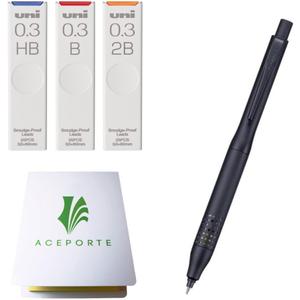 Kuru Toga Advance Upgrade Model 0.3mm Black body + HB/B/2B Refills, Sticky Notes Value Set