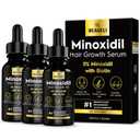 Beaueli 5% Minoxidil for Men and Women, Hair Growth, Beard Growth, Hair Regrowth, Unscented Drop, 3 Fl Oz, 3 Bottles