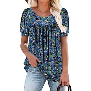 BETTE BOUTIK Women's Short Sleeve Summer Tunic Tops Flowy Flare Button Down Tunic Shirts Blouses S, Color May Vary