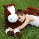 Tezituor 47 Inch Giant Realistic Horse Stuffed Animals, Hugging Soft 4ft Stuffed Horse Plush Body Pillow for Sleeping, Large Chocolate Stuffed Pony Farm Toy Birthday Party Decor for Girlfriend