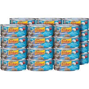 Friskies Savory Shreds With Ocean Whitefish & Tuna In Sauce Canned Cat Food 24 - 5.5oz Cans