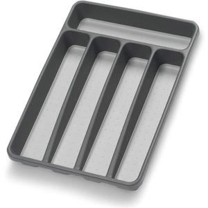 Silverware Organizer Utenisl Organizer Holder Kitchen Drawer Organizer Plastic Silverware Tray for Drawer Flatware Organizer 5 Compartment Black