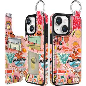 Shorogyt Compatible with iPhone 14 Wallet Case with Card Holder - Designer Christian Collage Kickstand Magnetic Clasp Back Flip Folio Leather Phone Covers