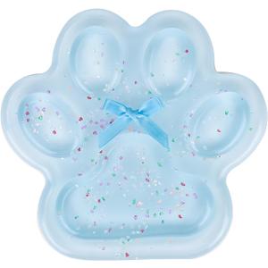 Cat Paw Squeeze Toy, Glitter Soft Big Jelly Kitty Paw with Bowknot Cute Squeeze Fidget Stress Relieving Toys Party Favor for Kids Adults School Office (Blue)