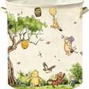 Classic Winnie Nursery Hampers Baby Clothing Hamper Toys Bin 50 x 40 Inch Large Laundry Basket Waterproof Collapsible Canvas Storage Baskets, Neutral Bedroom Decor Supplies