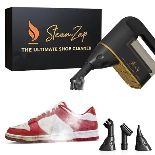 SteamZap Handheld Shoe Steam Cleaner – All-in-One Shoe Care with Pro Steam Power | 5 Attachments to Clean, Deodorize & Remove Creases from Sneakers, Dress Shoes & Boots