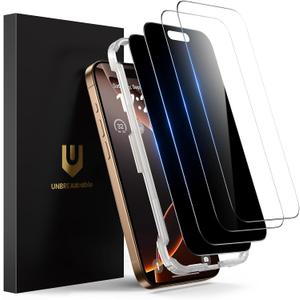 UNBREAKcable 4PCS Screen Protector for iPhone 16 Pro Max - 2 Privacy Tempered Glass+2 Clear Glass Double Shatterproof [Installation Frame] [9H Hardness] [Case Friendly] Anti-Scratch iPhone 6.9 inch