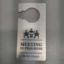 Meeting In Progress Do Not Disturb - Room Or Door Hanger Sign. Use In Home Office. Made In SILVER Acrylic - For Use In Business, Corporate, Hotels, Workplace. Global Shipping