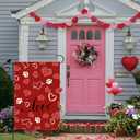 2 x Red Love Heart Dog Paw Print Valentines Day Garden Flag Yard Flag 12x18 Inch Double Sided Small Mini Yard Outdoor Outside Holiday Decoration