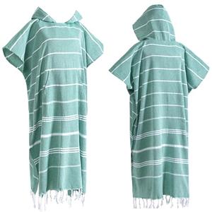 1pcs Turkish Towel Poncho Turkish Cotton Surf Poncho Changing Towels Swim Robe with Pocket Swim Cover Up Wearable Towel Hooded Beach Towel for Adult Man Women Beach Pool (Green, L)